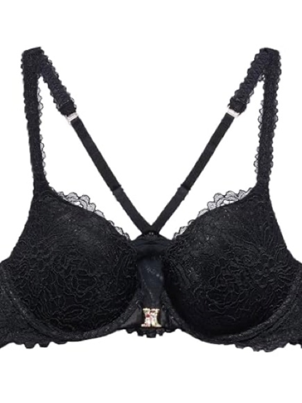 Savage X Fenty Black Lace Strappy Push-Up Bra